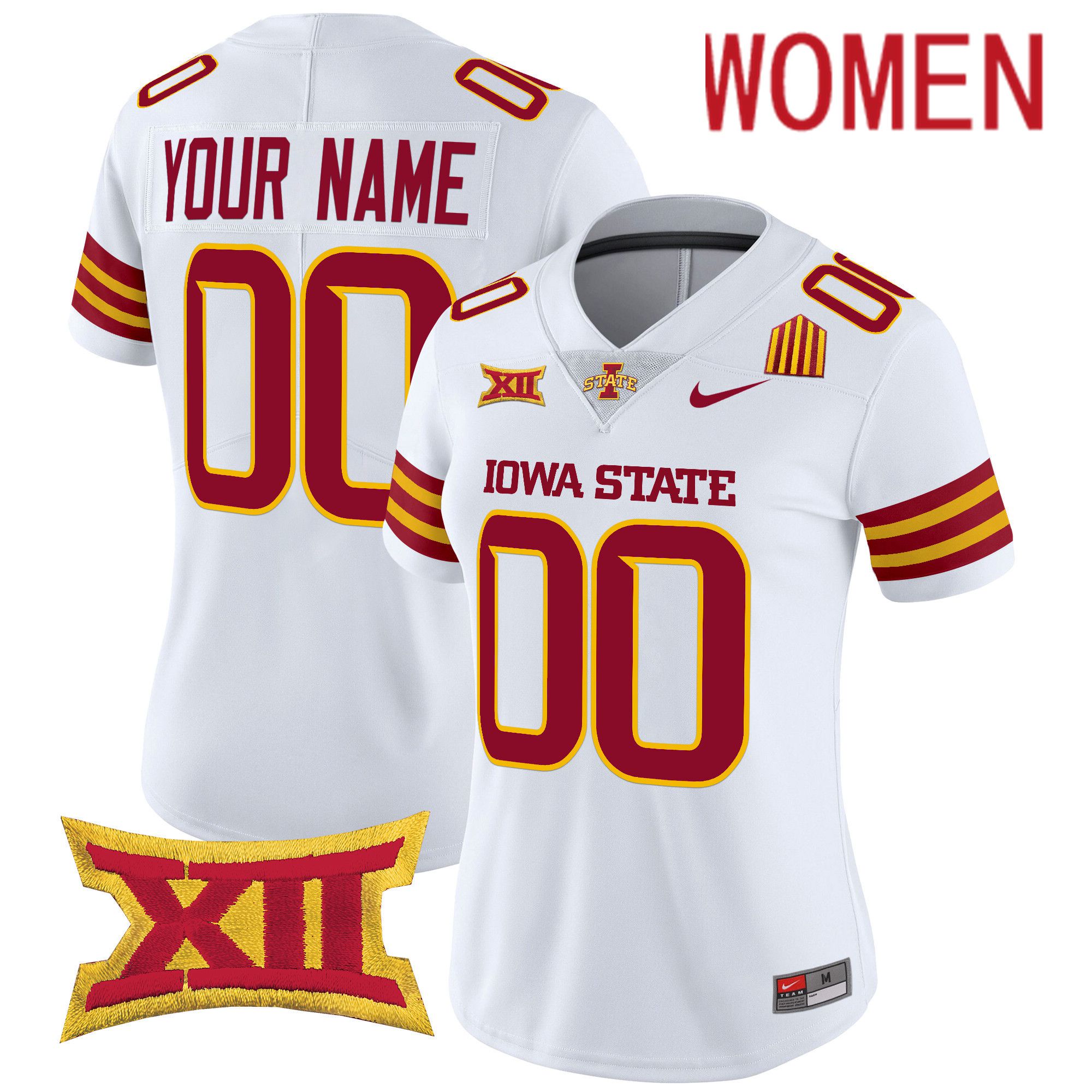 Women Iowa State Cyclones White Nike 2024 Vapor Limited Custom NCAA Jersey style 1